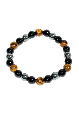 Triple Protection Bracelet WIth Tigers Eye, Hematite, and Obsidian