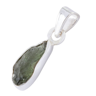Intuitively Chosen Small Moldavite Sterling Silver Pendant, Saged and Blessed (Real Czech Moldavite) (0.5-1.3 Grams)