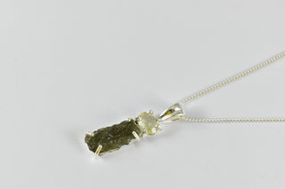 Moldavite and Lybian Desert Glass Sterling Silver Pendant(no chain) (3.16 grams)