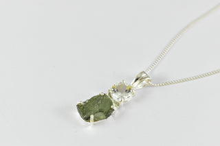 One-of-a-Kind Moldavite & Faceted Himalayan Quartz Pendant (3.42 Grams) (no chain)