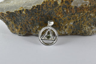 Moldavite Alchemy Pendant-Moldavite faceted Gemstone .925 Silver