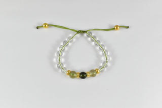 Elite Moldavite-Libyan Desert Glass and Himalayan Quartz Adjustable Bracelet.