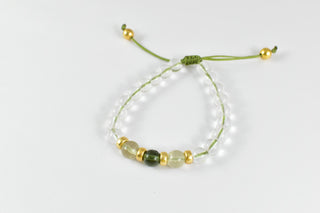Elite Moldavite-Libyan Desert Glass and Himalayan Quartz Adjustable Bracelet.