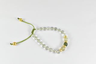 Elite Moldavite-Libyan Desert Glass and Himalayan Quartz Adjustable Bracelet.