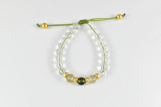 Elite Moldavite-Libyan Desert Glass and Himalayan Quartz Adjustable Bracelet.