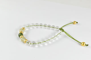 Elite Moldavite-Libyan Desert Glass and Himalayan Quartz Adjustable Bracelet.