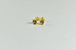 Gold Plated Vermil Dainty Moldavite Heart Shaped Earrings 4mm