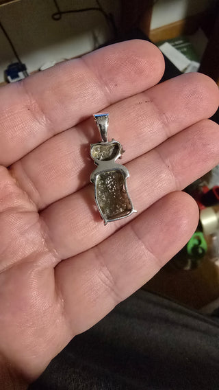 Moldavite Pendant with metorite for Christina (4.15 grams)