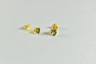 Gold Plated Vermil Dainty Moldavite Heart Shaped Earrings 4mm