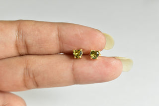 Gold Plated Vermil Dainty Moldavite Heart Shaped Earrings 4mm
