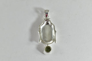 Buddha Faceted 8mm Moldavite Pendant in 925 Sterling Silver