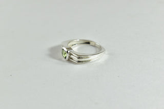 Faceted 6mm Moldavite Sterling Silver Mens Ring, Handcrafted