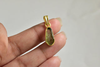 Vermeil Gold Plated Small Moldavite Pendant 18k over 925 Sterling Silver