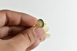 Dainty 18k Gold Moldavite Ring – Gold Vermeil Over 925 Sterling Silver | Genuine Moldavite