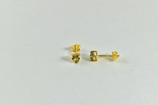 Gold Plated Vermil Dainty Moldavite Heart Shaped Earrings 4mm