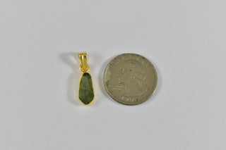 Vermeil Gold Plated Small Moldavite Pendant 18k over 925 Sterling Silver