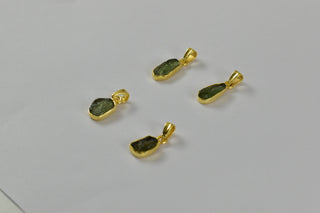 Vermeil Gold Plated Small Moldavite Pendant 18k over 925 Sterling Silver