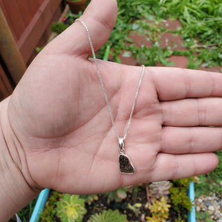Moldavite pendant with sterling silver box chain