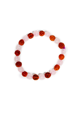 Rose Quartz Love Bracelet with Rudraksha Beads